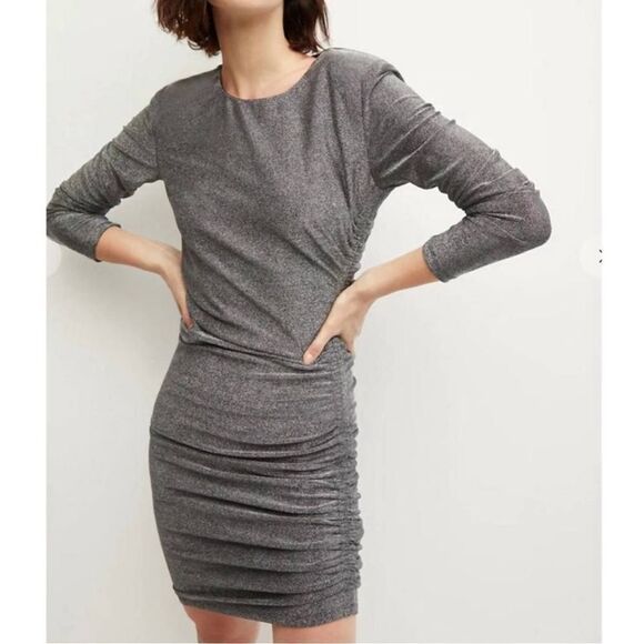 Veronica Beard Cyrus Shimmer Metallic Ruched Dress - Picture 3 of 10